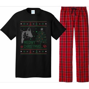 Funny Ugly Christmas Sweater Meowy Catmas Merry Catmas Xmas Pajama Set