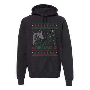 Funny Ugly Christmas Sweater Meowy Catmas Merry Catmas Xmas Premium Hoodie