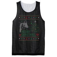 Funny Ugly Christmas Sweater Meowy Catmas Merry Catmas Xmas Mesh Reversible Basketball Jersey Tank