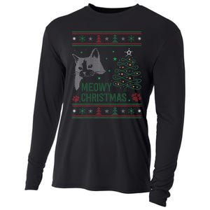 Funny Ugly Christmas Sweater Meowy Catmas Merry Catmas Xmas Cooling Performance Long Sleeve Crew