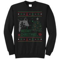 Funny Ugly Christmas Sweater Meowy Catmas Merry Catmas Xmas Tall Sweatshirt