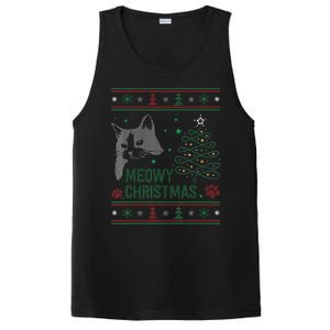 Funny Ugly Christmas Sweater Meowy Catmas Merry Catmas Xmas PosiCharge Competitor Tank