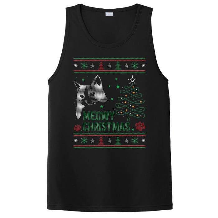 Funny Ugly Christmas Sweater Meowy Catmas Merry Catmas Xmas PosiCharge Competitor Tank