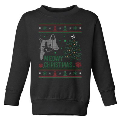 Funny Ugly Christmas Sweater Meowy Catmas Merry Catmas Xmas Toddler Sweatshirt