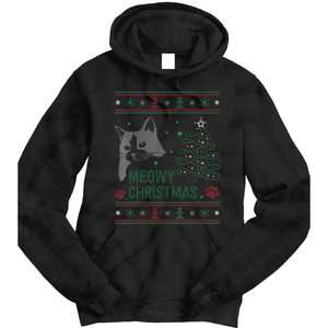 Funny Ugly Christmas Sweater Meowy Catmas Merry Catmas Xmas Tie Dye Hoodie