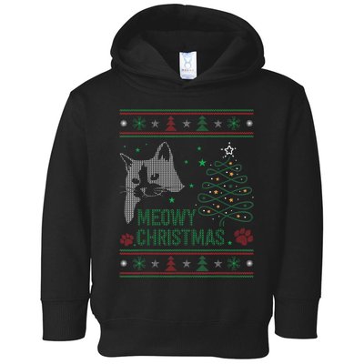 Funny Ugly Christmas Sweater Meowy Catmas Merry Catmas Xmas Toddler Hoodie