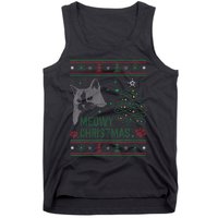 Funny Ugly Christmas Sweater Meowy Catmas Merry Catmas Xmas Tank Top