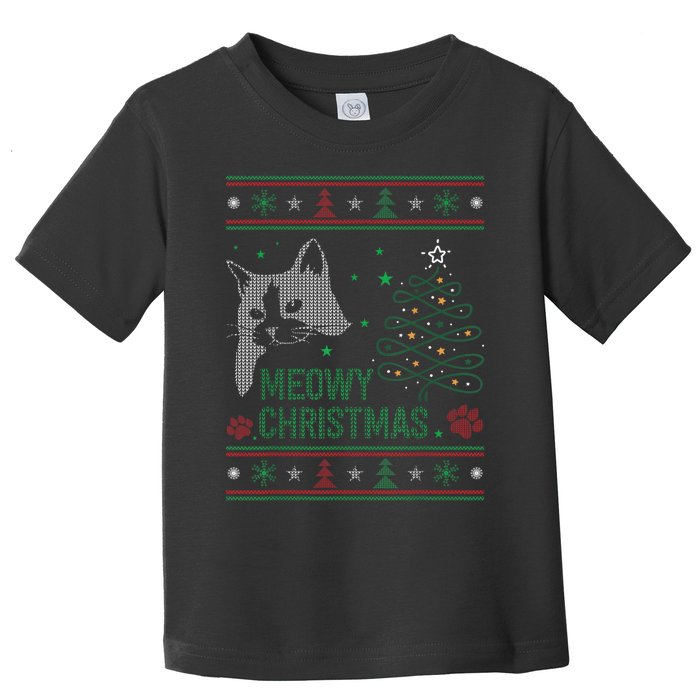 Funny Ugly Christmas Sweater Meowy Catmas Merry Catmas Xmas Toddler T-Shirt