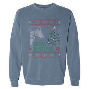 Funny Ugly Christmas Sweater Meowy Catmas Merry Catmas Xmas Garment-Dyed Sweatshirt