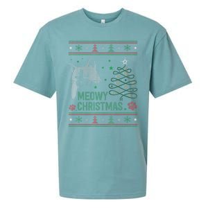 Funny Ugly Christmas Sweater Meowy Catmas Merry Catmas Xmas Sueded Cloud Jersey T-Shirt