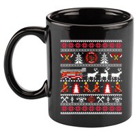 Firefighter Ugly Christmas Sweater Fireman Fire Departt 11oz C Handle Ceramic Mug