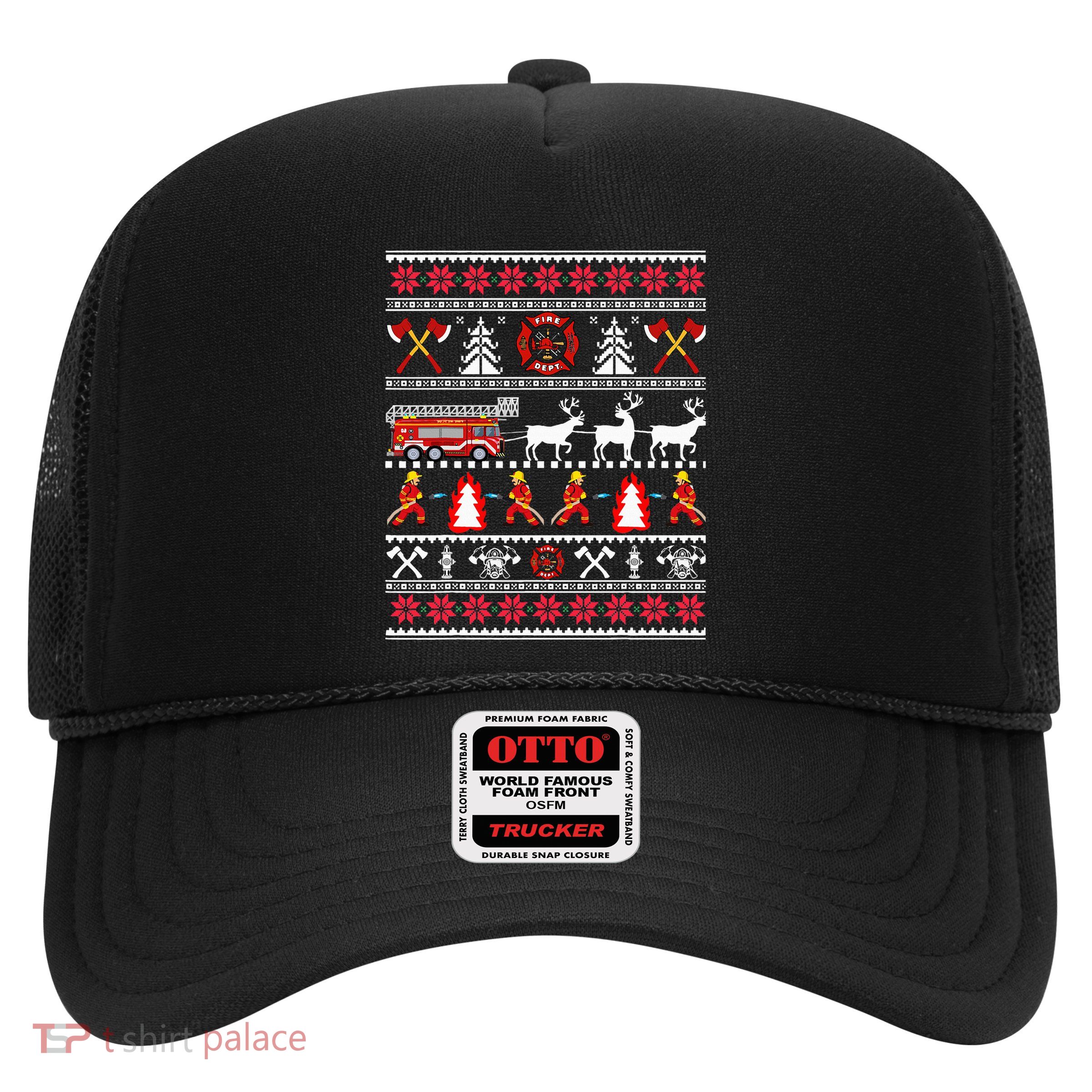 Firefighter Ugly Christmas Sweater Fireman Fire Departt Trucker Hat