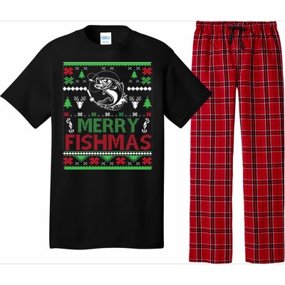 Fishing Ugly Christmas Bass Fish Merry Fishmas Funny Gift Pajama Set