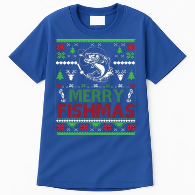 Fishing Ugly Christmas Bass Fish Merry Fishmas Funny Gift Tall T-Shirt