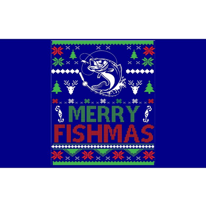 Fishing Ugly Christmas Bass Fish Merry Fishmas Funny Gift Bumper Sticker