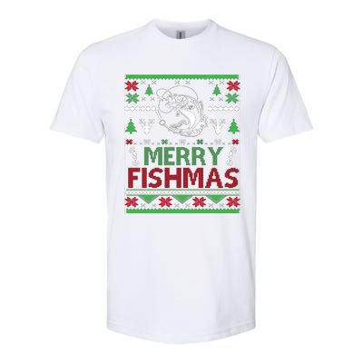 Fishing Ugly Christmas Bass Fish Merry Fishmas Funny Gift Softstyle CVC T-Shirt