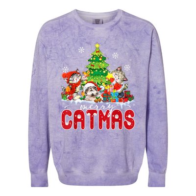 Funny Ugly Christmas Shirts Catmas Kitten Owners Santa Hat Colorblast Crewneck Sweatshirt