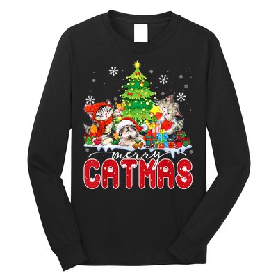 Funny Ugly Christmas Shirts Catmas Kitten Owners Santa Hat Long Sleeve Shirt