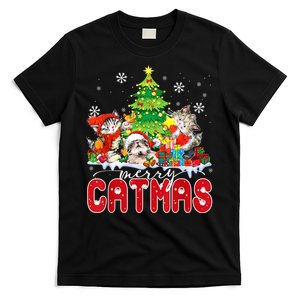 Funny Ugly Christmas Shirts Catmas Kitten Owners Santa Hat T-Shirt