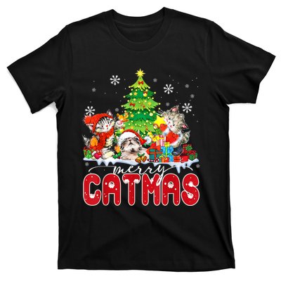 Funny Ugly Christmas Shirts Catmas Kitten Owners Santa Hat T-Shirt