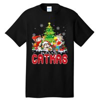 Funny Ugly Christmas Shirts Catmas Kitten Owners Santa Hat Tall T-Shirt