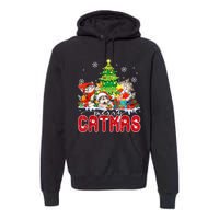 Funny Ugly Christmas Shirts Catmas Kitten Owners Santa Hat Premium Hoodie