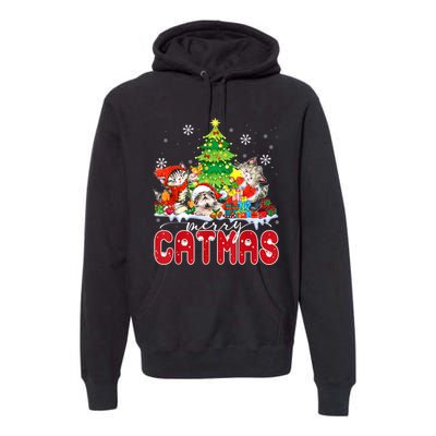 Funny Ugly Christmas Shirts Catmas Kitten Owners Santa Hat Premium Hoodie