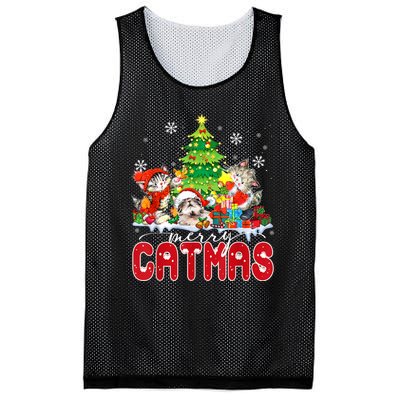 Funny Ugly Christmas Shirts Catmas Kitten Owners Santa Hat Mesh Reversible Basketball Jersey Tank