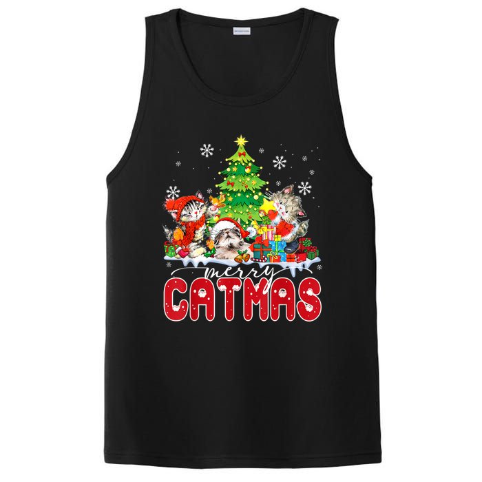 Funny Ugly Christmas Shirts Catmas Kitten Owners Santa Hat PosiCharge Competitor Tank