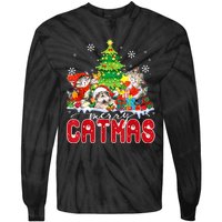 Funny Ugly Christmas Shirts Catmas Kitten Owners Santa Hat Tie-Dye Long Sleeve Shirt