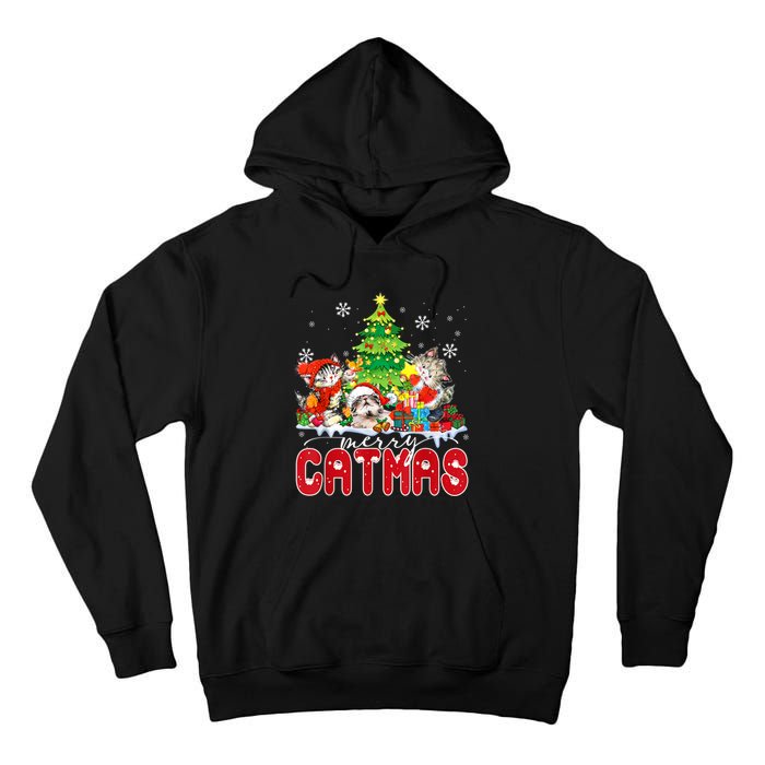 Funny Ugly Christmas Shirts Catmas Kitten Owners Santa Hat Tall Hoodie