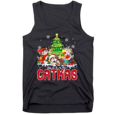 Funny Ugly Christmas Shirts Catmas Kitten Owners Santa Hat Tank Top