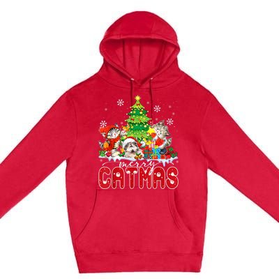 Funny Ugly Christmas Shirts Catmas Kitten Owners Santa Hat Premium Pullover Hoodie