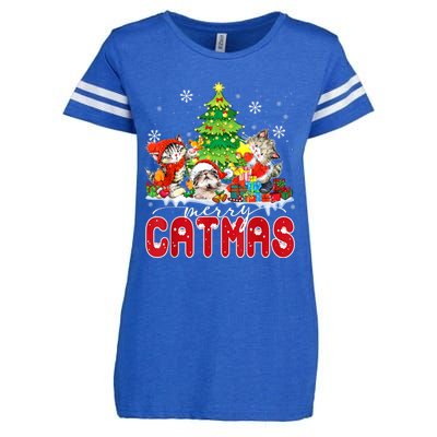 Funny Ugly Christmas Shirts Catmas Kitten Owners Santa Hat Enza Ladies Jersey Football T-Shirt