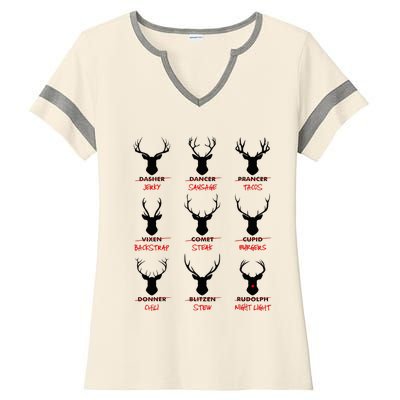 Funny Ugly Christmas Top Deer Hunter SantaS Reindeer Jerky Ladies Halftime Notch Neck Tee