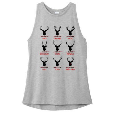 Funny Ugly Christmas Top Deer Hunter SantaS Reindeer Jerky Ladies PosiCharge Tri-Blend Wicking Tank