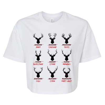 Funny Ugly Christmas Top Deer Hunter SantaS Reindeer Jerky Bella+Canvas Jersey Crop Tee