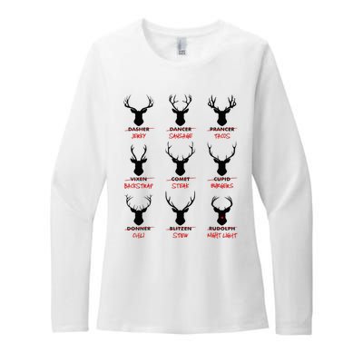 Funny Ugly Christmas Top Deer Hunter SantaS Reindeer Jerky Womens CVC Long Sleeve Shirt