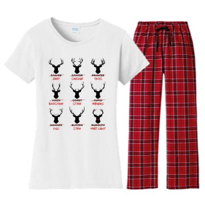 Funny Ugly Christmas Top Deer Hunter SantaS Reindeer Jerky Women's Flannel Pajama Set