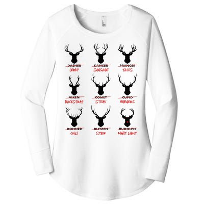 Funny Ugly Christmas Top Deer Hunter SantaS Reindeer Jerky Women's Perfect Tri Tunic Long Sleeve Shirt