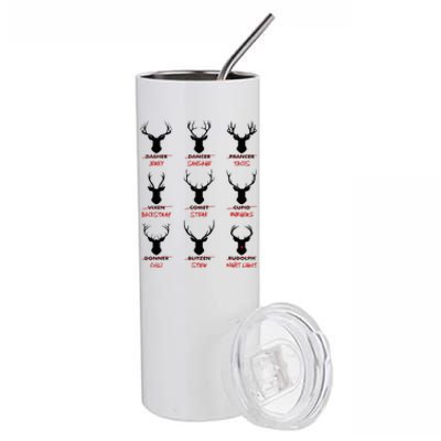 Funny Ugly Christmas Top Deer Hunter SantaS Reindeer Jerky Stainless Steel Tumbler