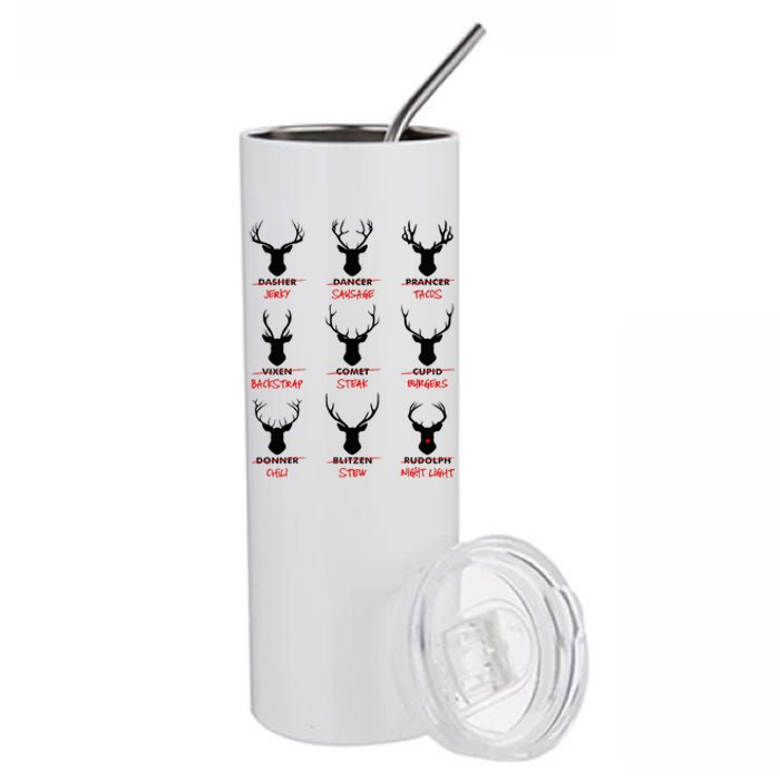 Funny Ugly Christmas Top Deer Hunter SantaS Reindeer Jerky Stainless Steel Tumbler