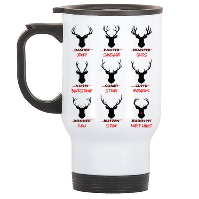 Funny Ugly Christmas Top Deer Hunter SantaS Reindeer Jerky Stainless Steel Travel Mug