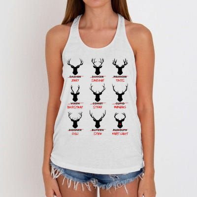 Funny Ugly Christmas Top Deer Hunter SantaS Reindeer Jerky Women's Knotted Racerback Tank