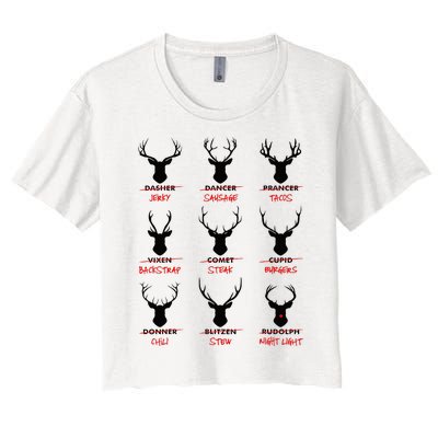 Funny Ugly Christmas Top Deer Hunter SantaS Reindeer Jerky Women's Crop Top Tee