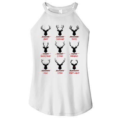 Funny Ugly Christmas Top Deer Hunter SantaS Reindeer Jerky Women's Perfect Tri Rocker Tank