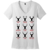 Funny Ugly Christmas Top Deer Hunter SantaS Reindeer Jerky Women's V-Neck T-Shirt