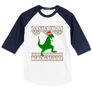 Funny Ugly Christmas Tyrannosaurus Rex Dinosaur Cute Gift Baseball Sleeve Shirt