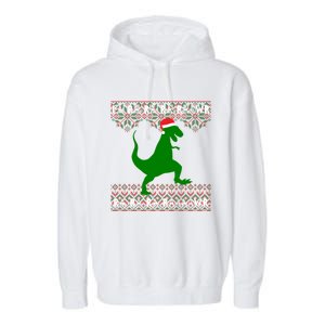 Funny Ugly Christmas Tyrannosaurus Rex Dinosaur Cute Gift Garment-Dyed Fleece Hoodie