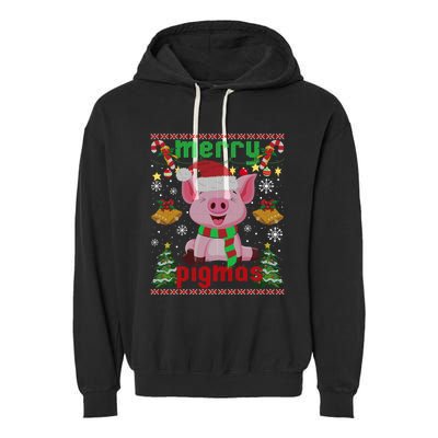 Funny Ugly Christmas Merry Pigmas Gift Garment-Dyed Fleece Hoodie